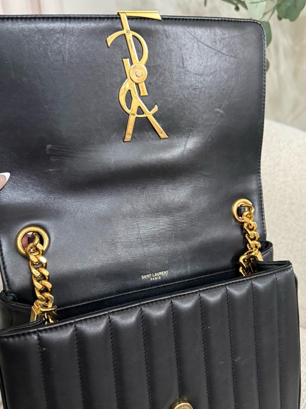 Large Vicky Saint Laurent Black Quilted Top Handle Satchel with Gold YSL - Picture 11 of 16